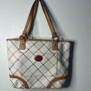 Coach brown and cream leather hand Bag Shoulder Bag k1169-f19176 p